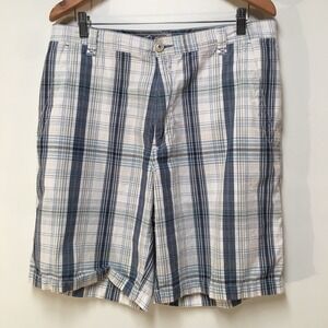 Paradise Collection Men 36 Shorts Multicolor Plaid Chino Flat Front 100% Cotton